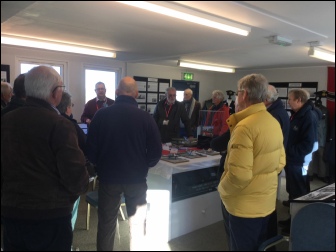 Giving a guided visit to a group at Dunkeswell Heritage Centre